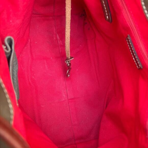 Dooney & Bourke Purse Bucket Shoulder Bag Drawstring Taupe Brown Chunky - Picture 13 of 17